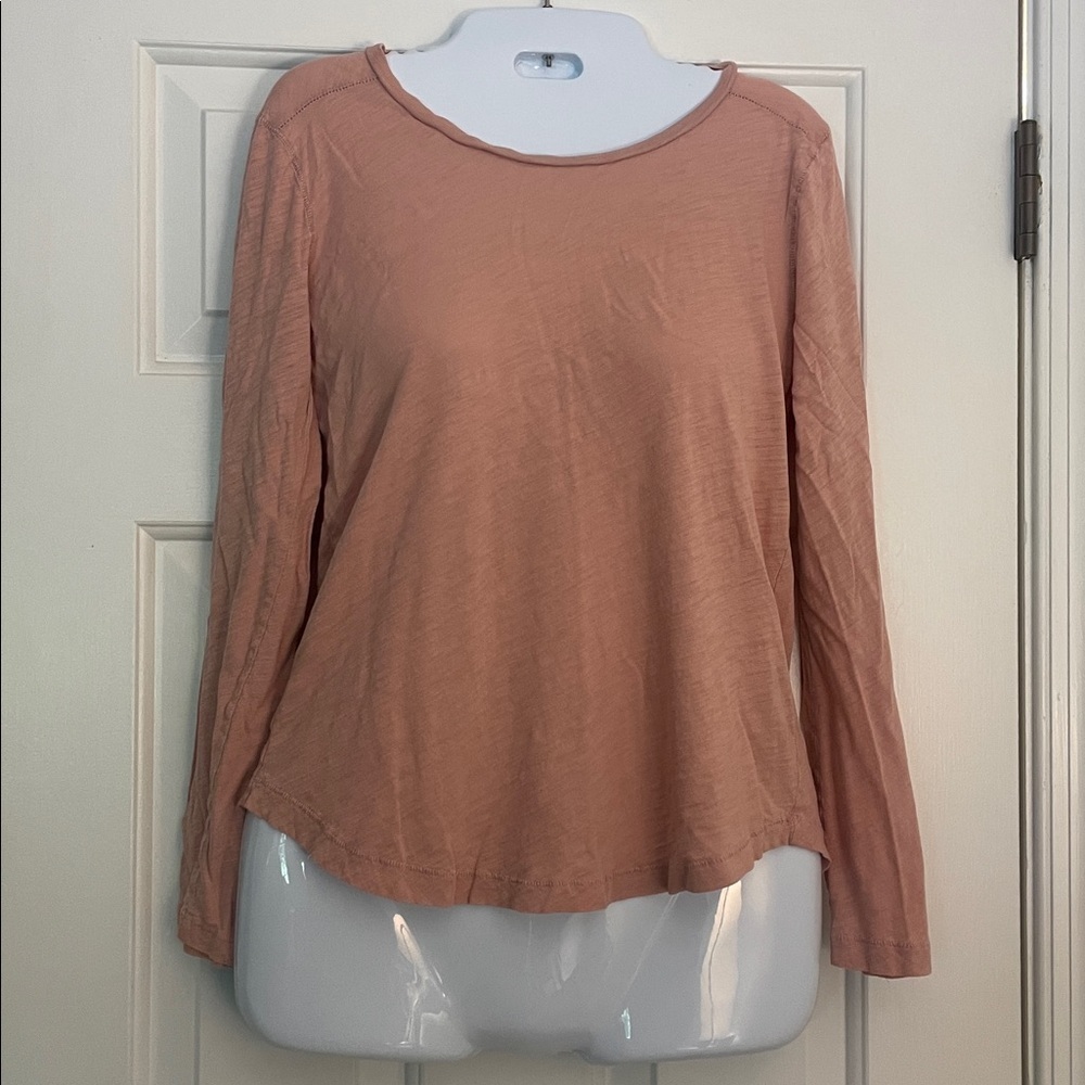 Madewell 100% cotton Long Sleeve Peach Top mauve pink